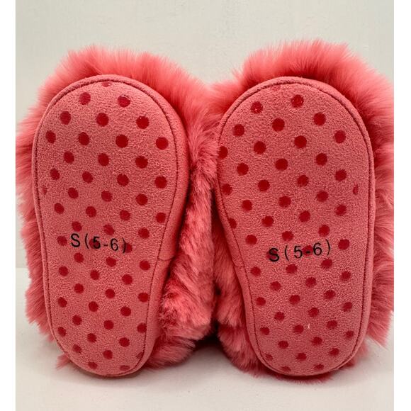 Cat & Jack Girls Pink Plush Slippers Bootie Style Size 5/6 - Gripper Bottoms NWT - Picture 5 of 9